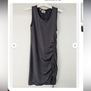 Athleta Charcoal side Ruched Dress pristine Cond..